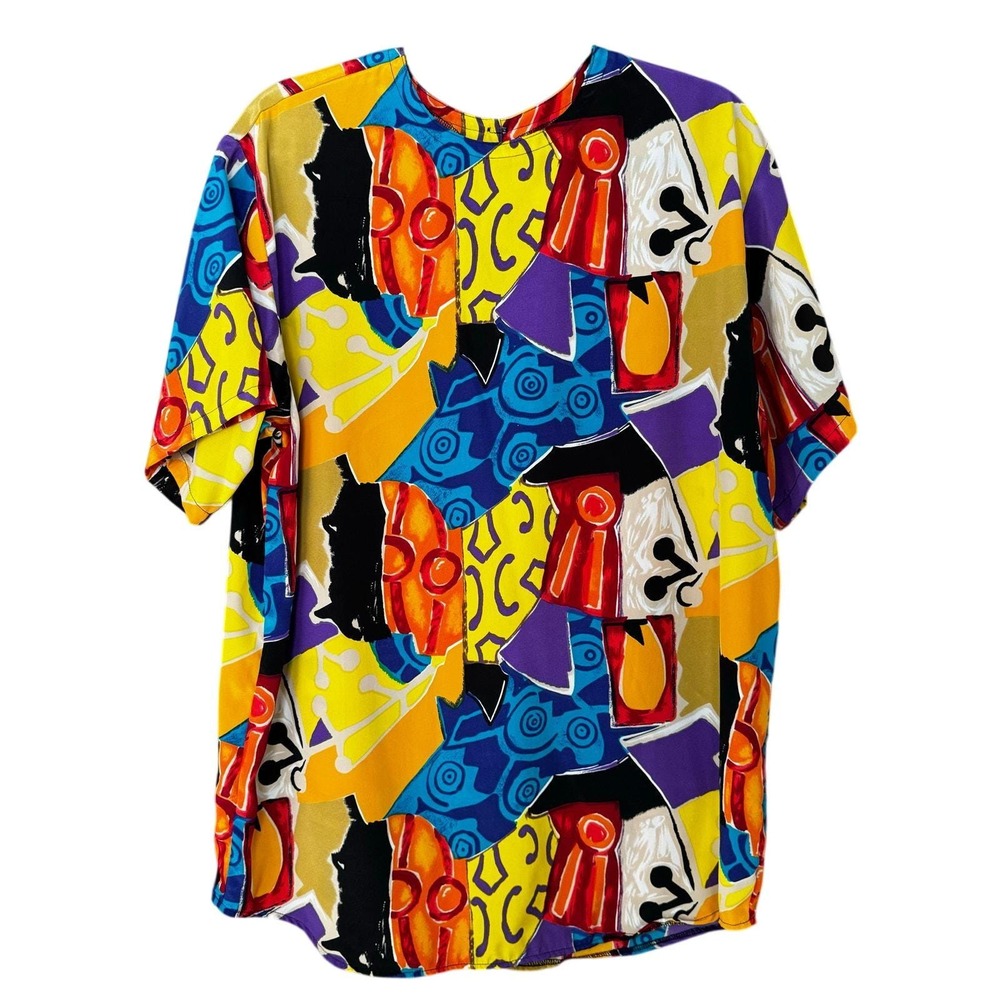 Vintage Abstract Pop‎ Art Artsy Top Free Size OS Maximalist 80s 90s Eclectic